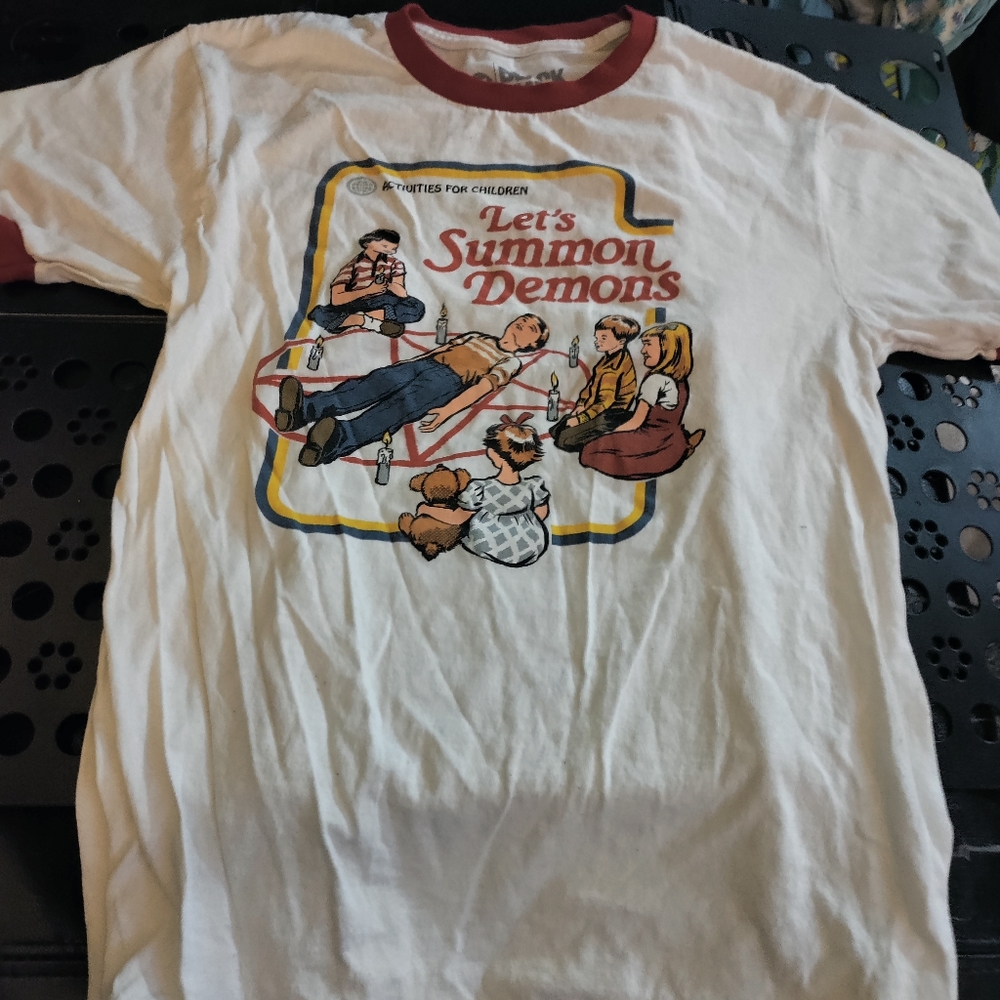 M NWOT Let's Summon Demons Ringer Tee
